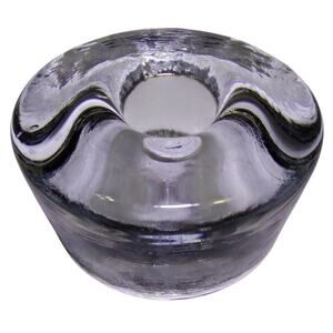 Vintage Heavy Clear Art Glass Candle Holder Scandinavian Modern Puck Minimalist
